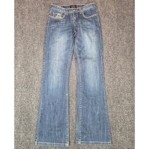 Petrol Jonah Low Rise Wide Bootcut Jeans Womens 27 Studded Cross Pockets